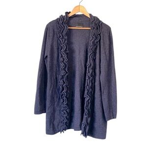 Cynthia Rowley ruffle trim rabbit hair wool blend open cardigan size XL